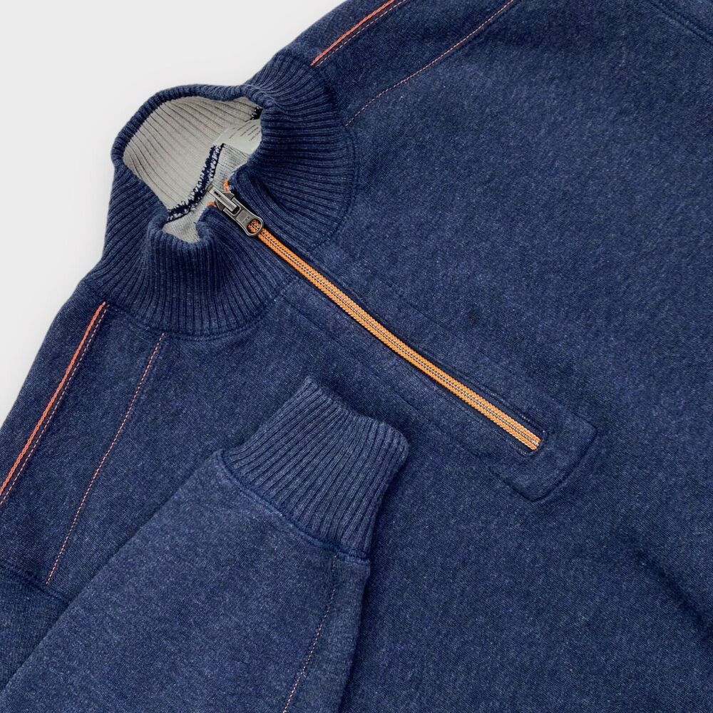 $109 Orvis Sweater Mens Medium Blue ¼ Zip Pullover Ribbed Fishing Outdoors